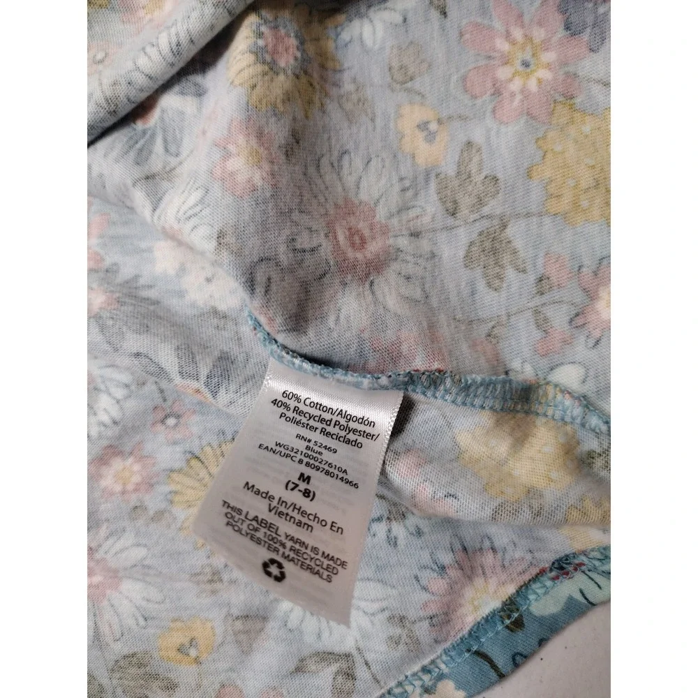Wonder Nation Girls Blue Floral Short Sleeve Pocket Dress M 7-8
